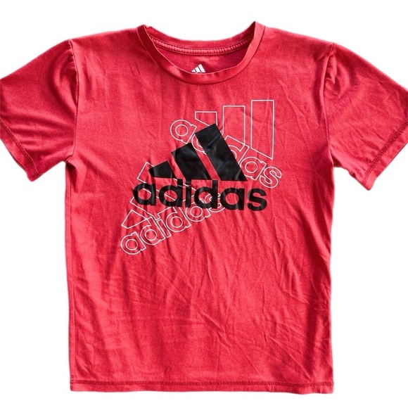 Adidas Boys Red Short Sleeve Athletic Tee Shirt Size Medium - Picture 1 of 5